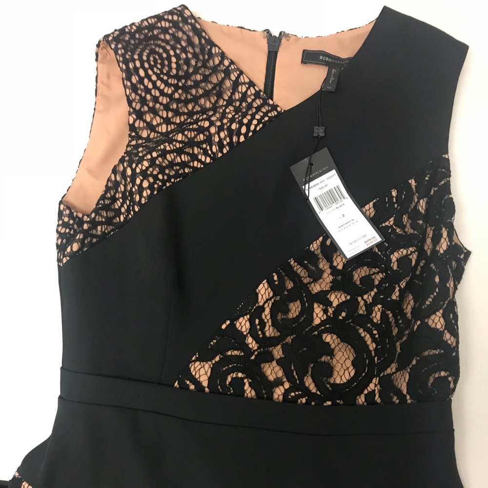 NWT BCBG Mini Dress, Black Lace Detail